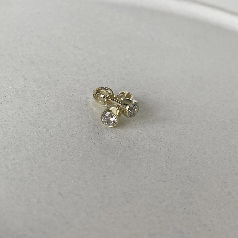 Náušnice pecky se zirkonem - Barva zlata: Bílé (Au585/1000), Velikost náušnic: 3 mm