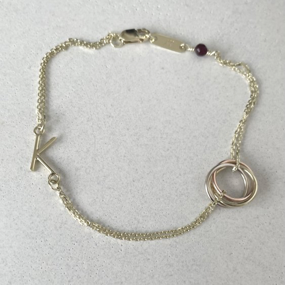 Řetízkový náramek VŠE - Barva zlata: Bílé (Au585/1000), Délka náramku (celková): 18 cm, Písmenko: Zvolené písmenko uveďte do poznámky