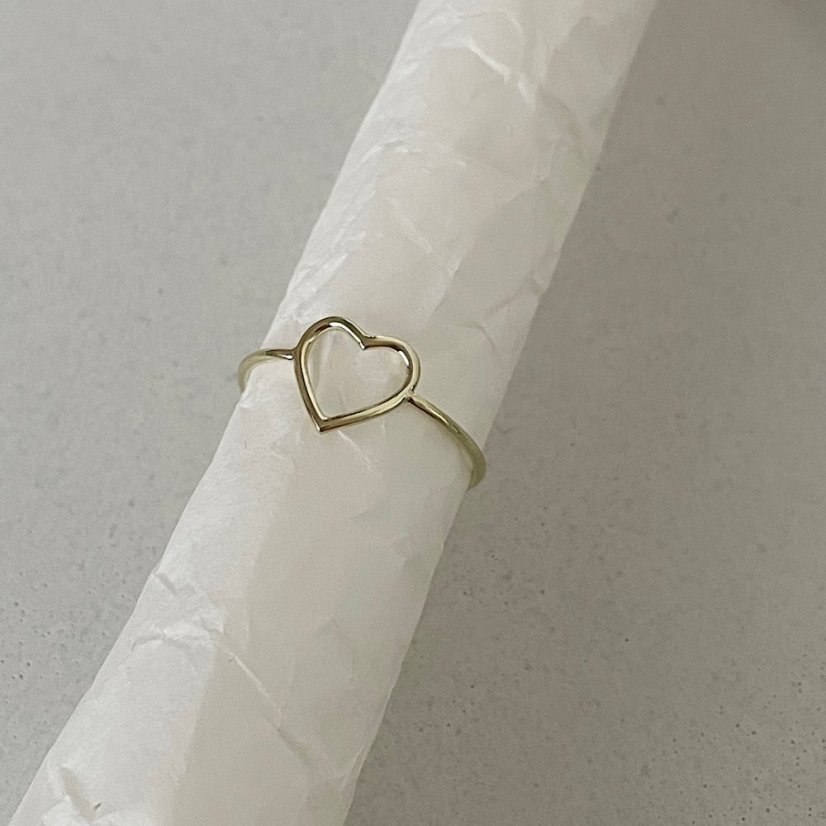 Prstýnek Srdce - Barva zlata: Bílé (Au585/1000), Velikost prstýnku: 60