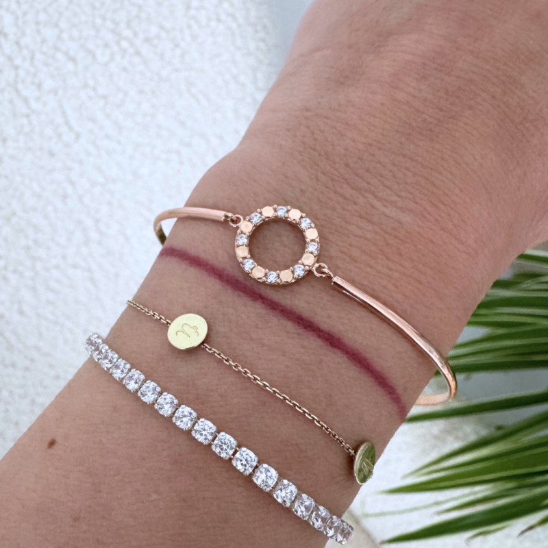 Pevný náramek KARMICKÁ JEDNODUCHOST - Barva zlata: Růžové (AU585/1000), Velikost pevného náramku: 19 cm