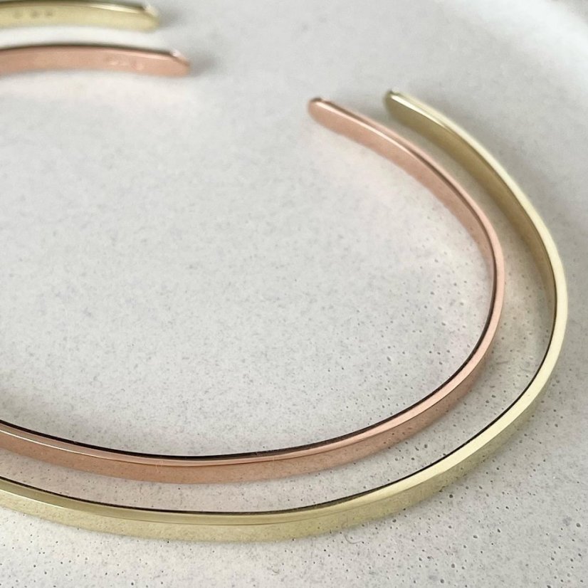 MASIVní pevný náramek - Barva zlata: Růžové (AU585/1000), Velikost pevného náramku: 19 cm