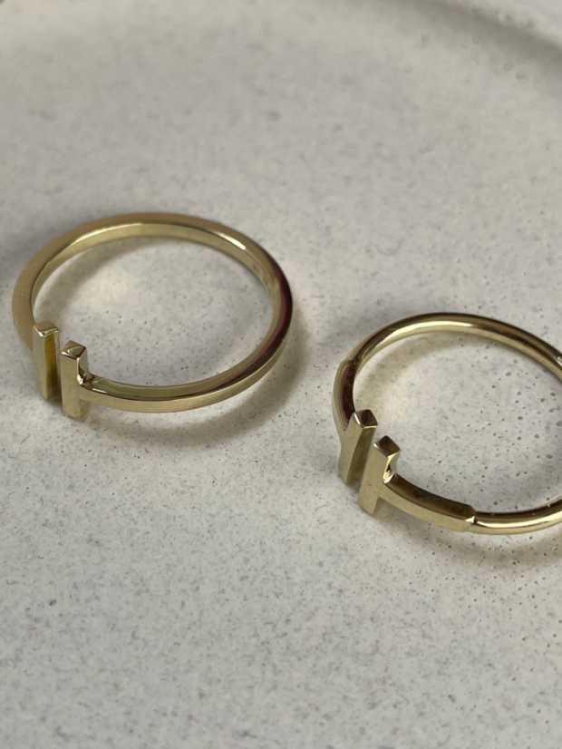 Prstýnek TT hranatý - Barva zlata: Růžové (AU585/1000), Velikost prstýnku: 46
