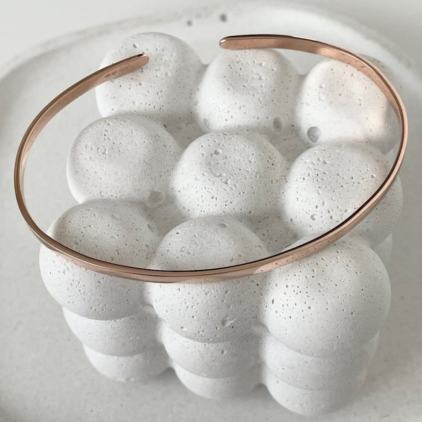MASIVní pevný náramek - Barva zlata: Růžové (AU585/1000), Velikost pevného náramku: 19 cm