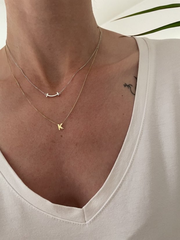 Řetízek s malinkým písmenkem - Barva zlata: Růžové (AU585/1000), Délka řetízku vč. zapínání a písmenka: 40 cm, Písmenko: Zvolené písmenko uveďte do poznámky